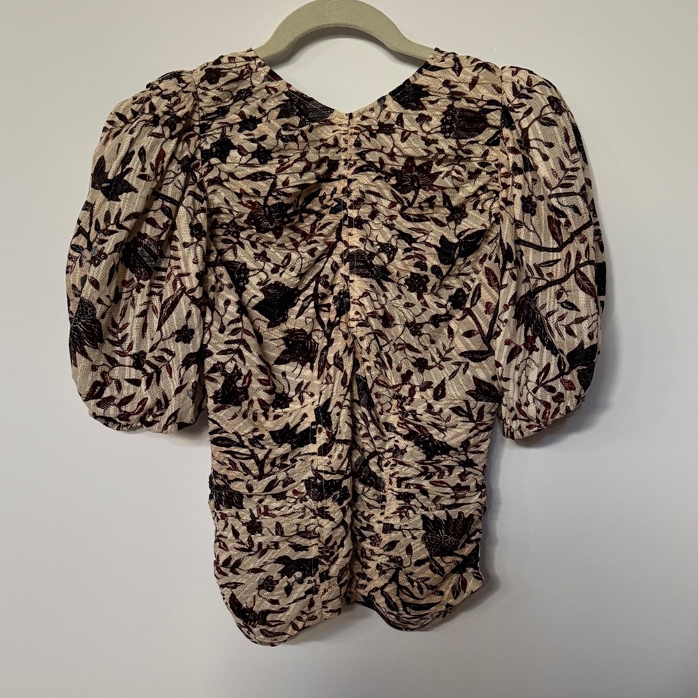 Ulla Johnson Cream and Black Floral Blouse